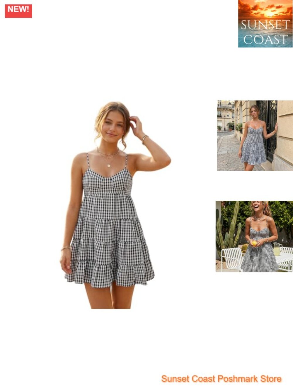 Women's Plaid Tiered Mini Dress - Sleeveless